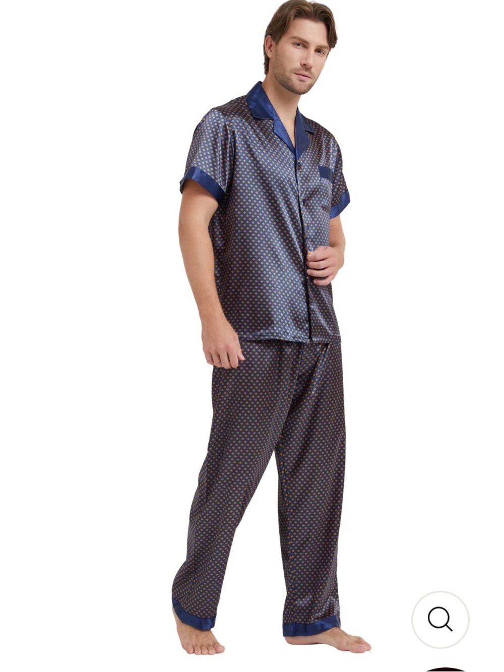 Tony & Candice Men’s Pajama Set - Short Sleeve Loungewear Blue/Gold Sz XXL